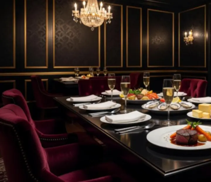 Prywatne przyjęcie z nakrytym stołem i świecami w eleganckiej przestrzeni restauracyjnej