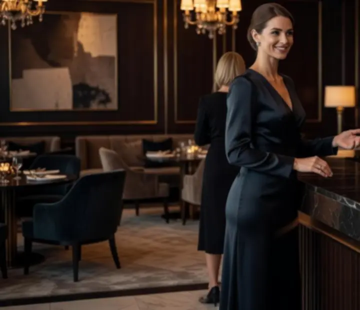 Elegancki zespół restauracji obsługujący rezerwacje wieczorne