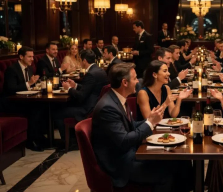 Wieczorna sala restauracyjna MACHU Catherine z oświetleniem świec